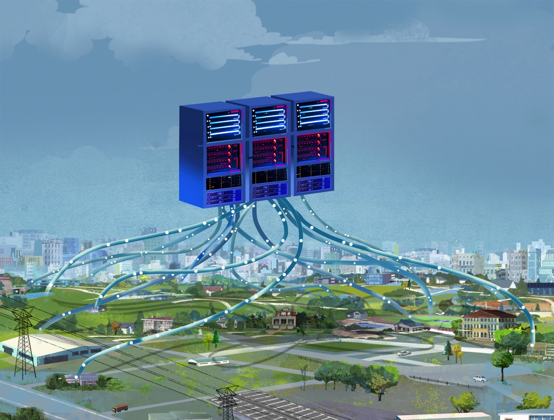 How Ai energy demand costs consumers. Illustration for Harvard Magazine